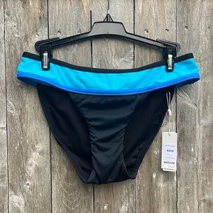 Swim Systems Block Party Blue Wide Band Hipster Bikini Bottom,Size Medium,NWOT